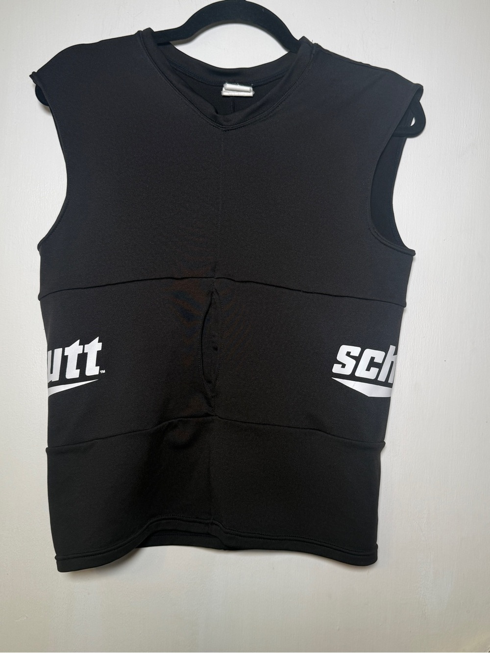 Schutt Black Sleeveless Mens Rib Protector Top with White Logo No Pads XL